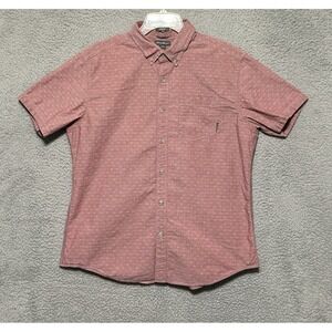 Mens Eddie Bauer Button Down Shirt Red L Print Short Sleeve Outdoor Casual